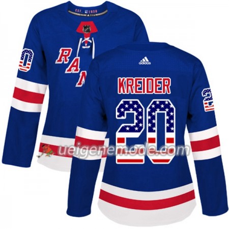 Dame Eishockey New York Rangers Trikot Chris Kreider 20 Adidas 2017-2018 Blue USA Flag Fashion Authentic